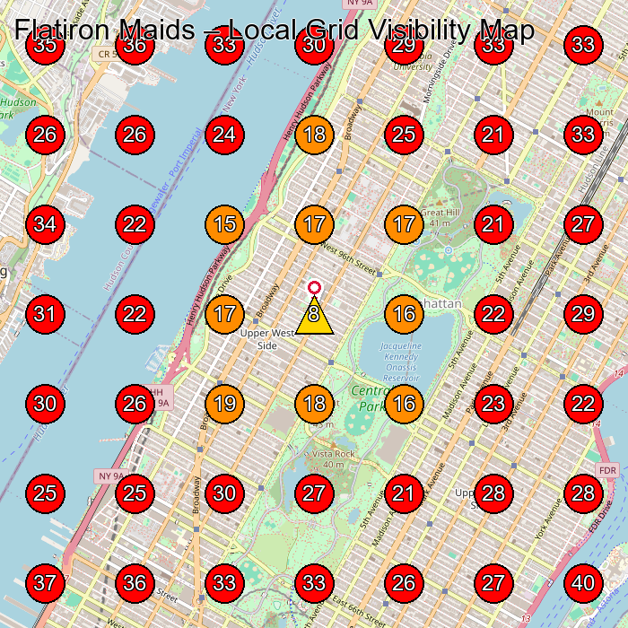Flatiron Maids GeoGrid visibility map for House Cleaning Service in None